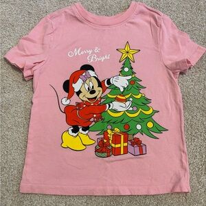 Old Navy Pink Minnie Mouse Christmas Disney Graphic Shirt 4T